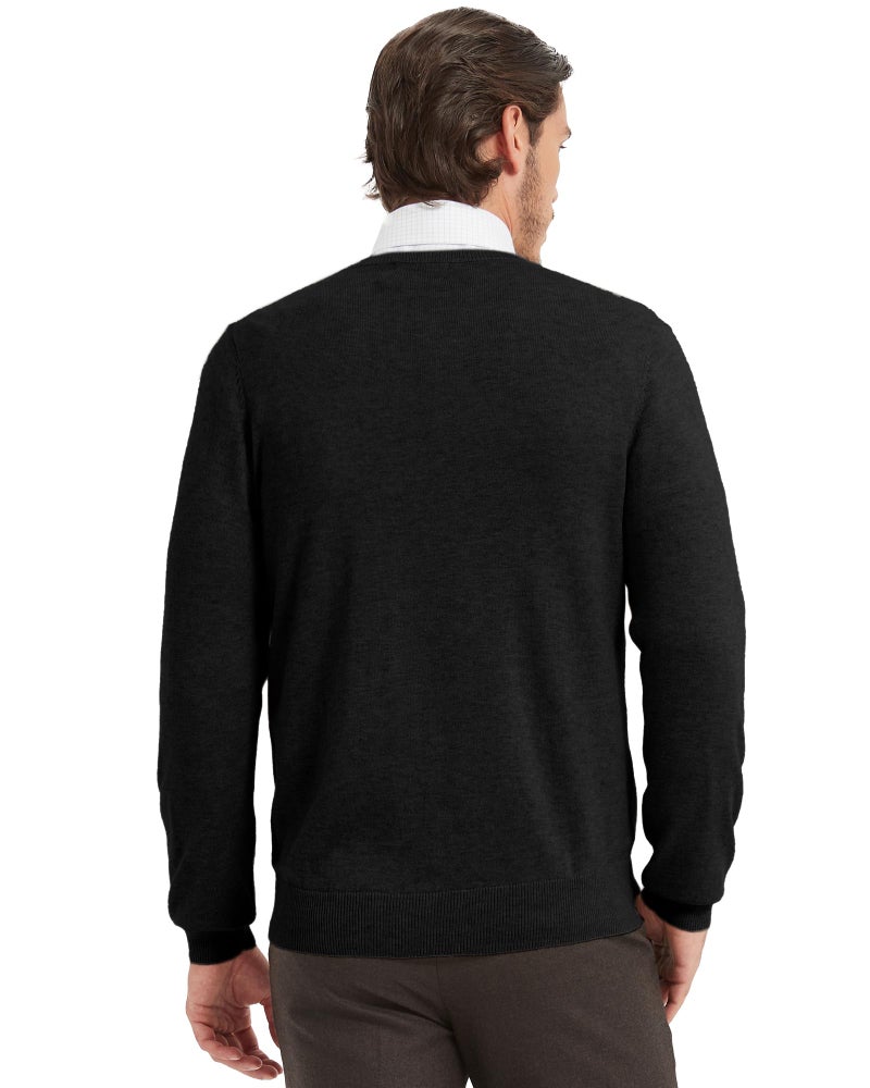 Kallspin Men's Wool Blend V-Neck Sweater Relax Fit Knit Pullover (Black, X-Large) - Image 3